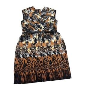 Avenue Dress Womens Size 16 Sleeveless‎ Faux Wrap Belted Tribal Ikat Knee